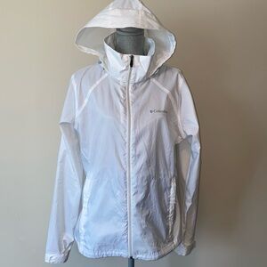 Columbia Omni-Shield Logo Hooded Windbreaker Rain Jacket White Size XL